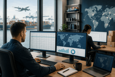 Modern logistics workspace with global scope