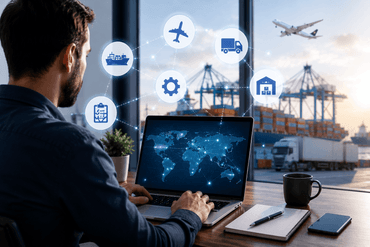 Tech-driven logistics office view