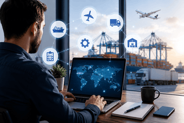 Tech-driven logistics office view